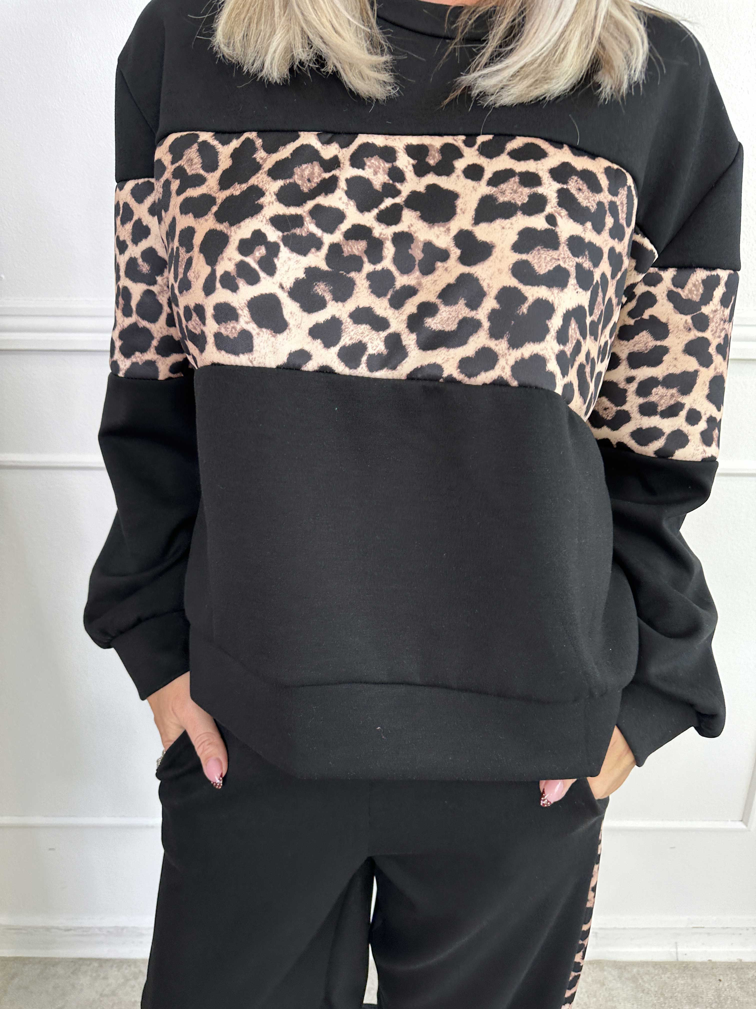 Rosita - Joggingsæt med striber af leopardprint